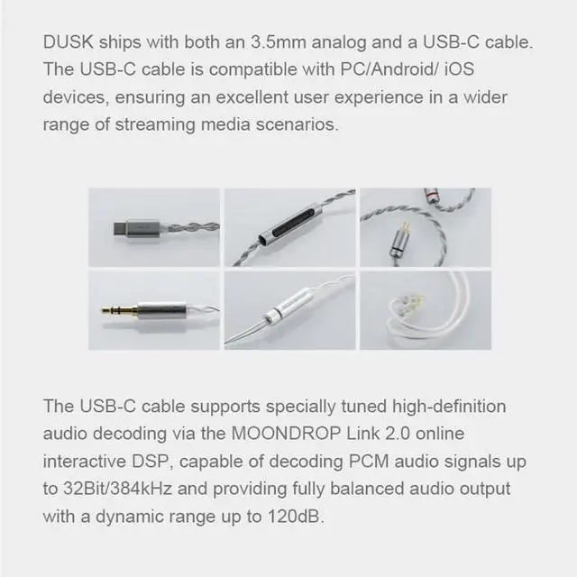 Alt view image 5 of 6 - Moondrop x Crinacle Dusk 2DD+2BA+2Planar in-Ear Headphone with 0.78 2 Pin 3.5mm/DSP Replaceable Cables