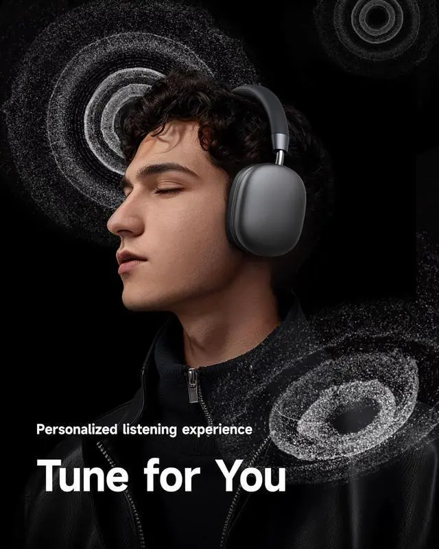 Alt view image 4 of 7 - Picun F5 Active Noise Cancelling Headphones, Wireless Bluetooth Headphone, Over-Ear Headphones with Built-in Mic, 30H Playtime, Custom EQ via App, Deep bass headsets for Travel, Office, Home, Gray