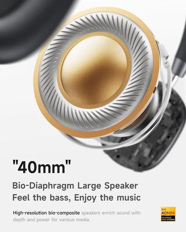 Alt view image 5 of 7 - Picun F5 Active Noise Cancelling Headphones, Wireless Bluetooth Headphone, Over-Ear Headphones with Built-in Mic, 30H Playtime, Custom EQ via App, Deep bass headsets for Travel, Office, Home, Gray