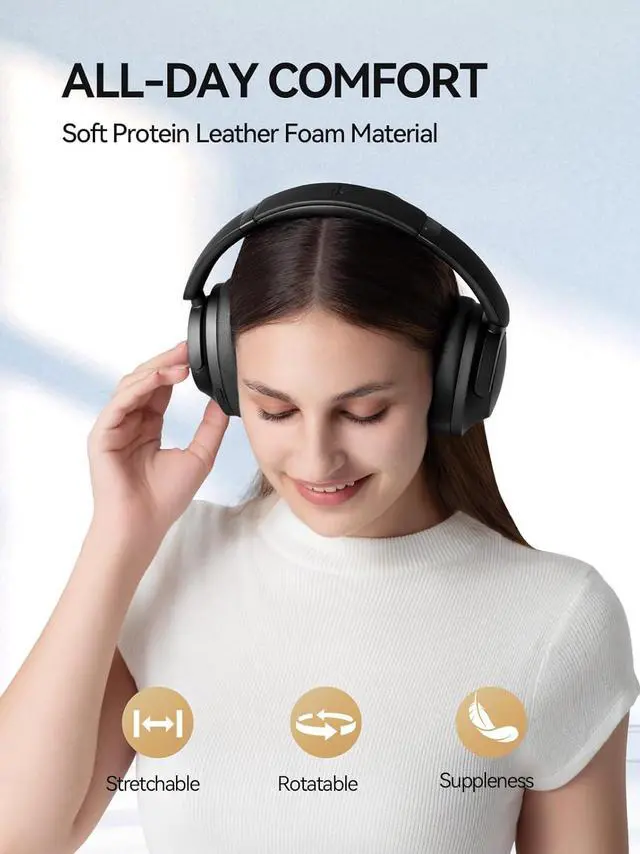 Alt view image 6 of 7 - 1MORE SonoFlow Pro HQ51 Active Noise Cancelling Headphones, 4X Voice Reduction, LDAC Hi-Res Audio, 12 Custom EQ, 100H Playtime, Bluetooth 5.4, Comfort Fit Over Ear Headset for Home Office Travel