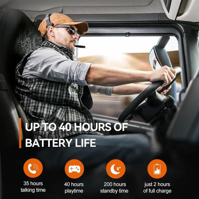 Alt view image 7 of 7 - TECKNET Bluetooth Trucker Wireless Headset, Noise Cancelling Mic for Work | Single & Dual Ear, 50Hrs Battery, 3 EQ Music Modes, Clear Mic Wireless Headset for PC, Truck Drivers, Office & Call Center