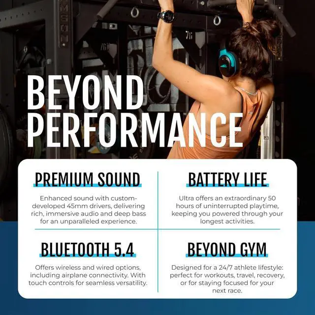 Alt view image 5 of 7 - RIPT Ultra Over-Ear Sport Headphones, Active Noise Cancellation and Transparency Mode, 50-Hour Battery Life, 2 Sets of Cushions, Sweat-Proof Silicone and Leatherette, Premium Sound, Waterproof
