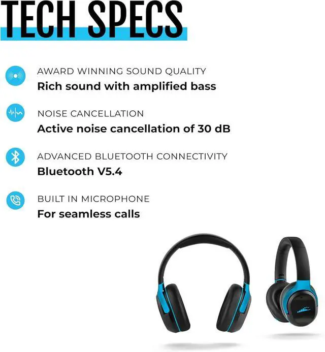 Alt view image 7 of 7 - RIPT Ultra Over-Ear Sport Headphones, Active Noise Cancellation and Transparency Mode, 50-Hour Battery Life, 2 Sets of Cushions, Sweat-Proof Silicone and Leatherette, Premium Sound, Waterproof