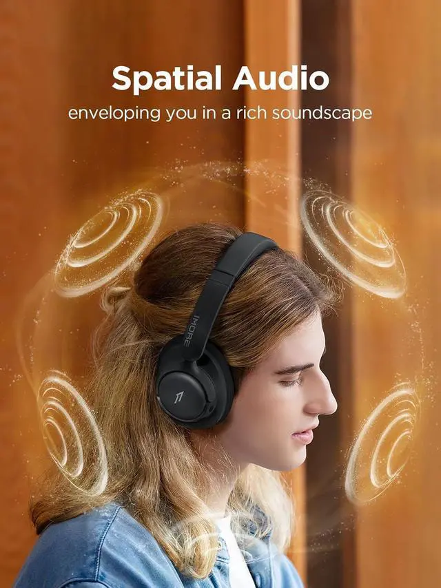 Alt view image 2 of 7 - 1MORE Wireless Bluetooth Noise-canceling Headphones - HQ31 SonoFlow SE Over-Ear Headphones with Hi-Res Audio, 90H Playtime, Clear Calls, Preset EQ Via App, Comfort for Home Office Travel(Black)