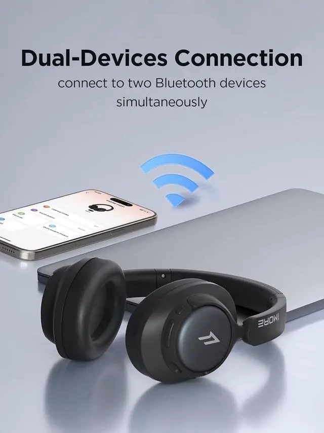 Alt view image 7 of 7 - 1MORE Wireless Bluetooth Noise-canceling Headphones - HQ31 SonoFlow SE Over-Ear Headphones with Hi-Res Audio, 90H Playtime, Clear Calls, Preset EQ Via App, Comfort for Home Office Travel(Black)