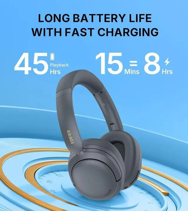Alt view image 4 of 7 - Edifier W800BT SE Wireless Over-Ear Bluetooth 5.4 Headphones - AI Call Noise Cancellation - 45H Playtime - Fast Charging - AAC Codec - Dual Device- Game Mode - Foldable - Gray