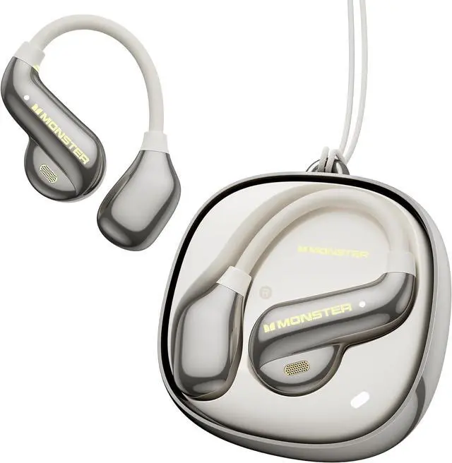Main image of Monster Open Ear AC390 Headphones, Bluetooth 6.0 Earbuds with Stereo Sound, Wireless Headphones 24H Playtime, IPX5 Waterproof, Rotating Charging Case with Lanyard, Ultra-Light Open Ear Earbuds