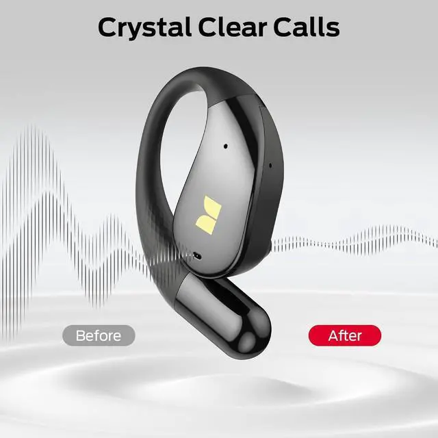 Alt view image 3 of 7 - Monster Open Ear AC328 Wireless Earbuds, Open Ear Headphones 32H Playtime, Lightweight Comfort Bluetooth Earbuds, Bluetooth 6.0 Earphones Stereo Sound, Water Resistant Design for Sports, Black