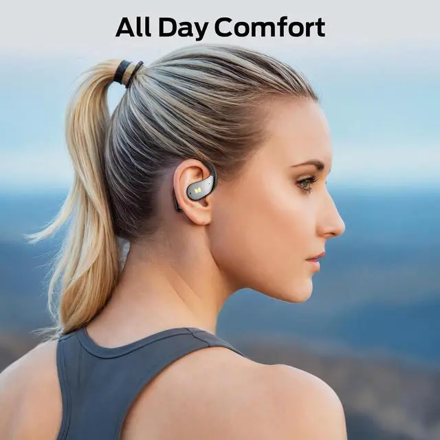 Alt view image 7 of 7 - Monster Open Ear AC328 Wireless Earbuds, Open Ear Headphones 32H Playtime, Lightweight Comfort Bluetooth Earbuds, Bluetooth 6.0 Earphones Stereo Sound, Water Resistant Design for Sports, Black
