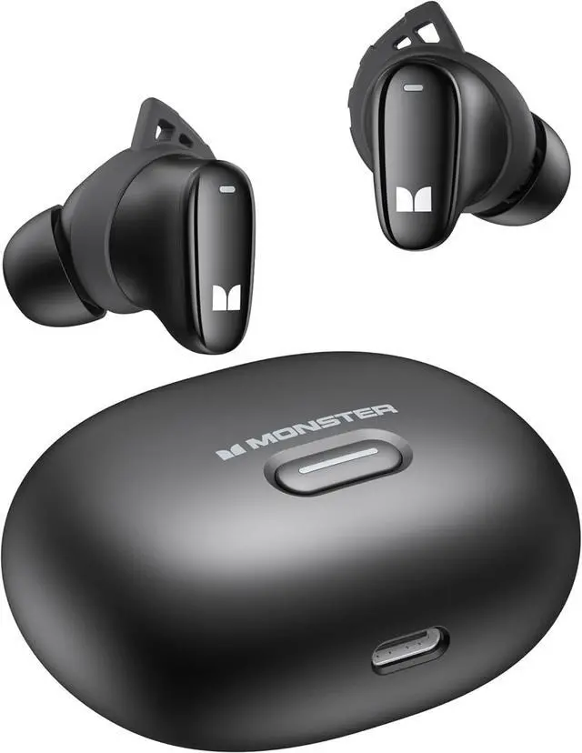 Main image of Monster N-Lite 206 Bluetooth Earbuds Wireless Earphones Bluetooth 5.4 in-Ear Earbuds Headphones Built-in Mic, Touch Control, IPX6 Waterproof, Comfortable Fit, Type-C Charging, 25H Playback, Black