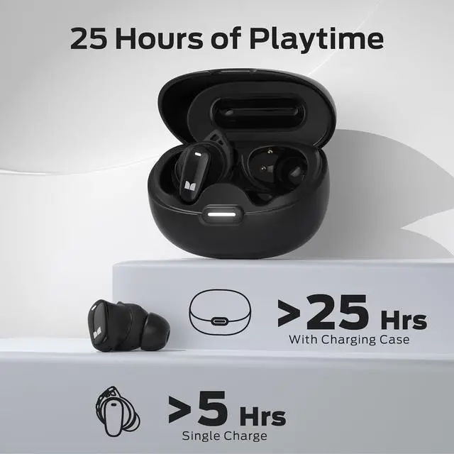 Alt view image 4 of 7 - Monster N-Lite 206 Bluetooth Earbuds Wireless Earphones Bluetooth 5.4 in-Ear Earbuds Headphones Built-in Mic, Touch Control, IPX6 Waterproof, Comfortable Fit, Type-C Charging, 25H Playback, Black