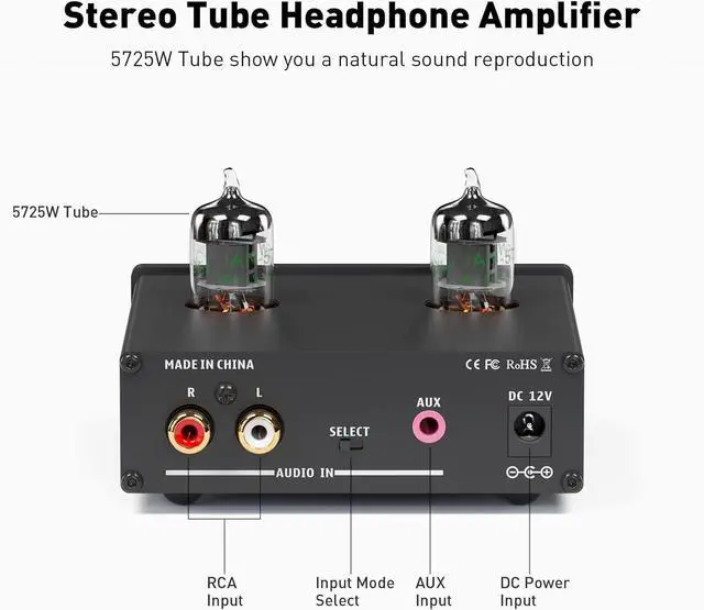 Alt view image 3 of 7 - Fosi Audio P2 Headphone Amplifier Vacuum Tube Headphone Amp Mini Hi-Fi Stereo Audio with Low Ground Noise Output Protection