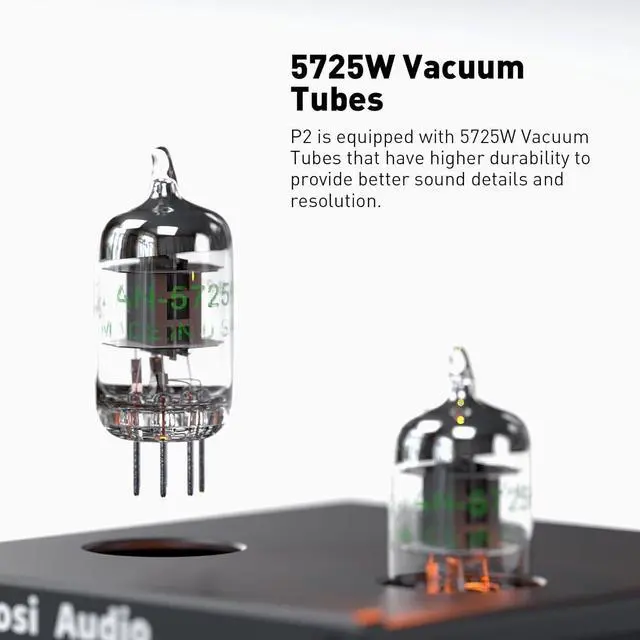 Alt view image 5 of 7 - Fosi Audio P2 Headphone Amplifier Vacuum Tube Headphone Amp Mini Hi-Fi Stereo Audio with Low Ground Noise Output Protection