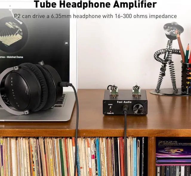 Alt view image 4 of 7 - Fosi Audio P2 Headphone Amplifier Vacuum Tube Headphone Amp Mini Hi-Fi Stereo Audio with Low Ground Noise Output Protection