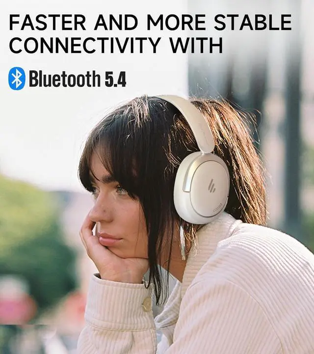 Alt view image 3 of 7 - Atom Max - Hybrid Active Noise Cancelling Headphones, Hi-Res Audio, Wireless Over-Ear, Foldable, 45H Playtime, Fast Charging, Customize via an App, Bluetooth v5.4, ANC Headphones, White