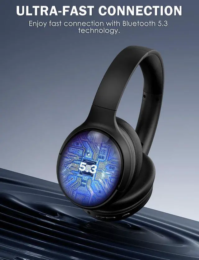 Alt view image 2 of 7 - Bluetooth Headphone with Cool RGB Light, Foldable Lightweight Wireless Over Ear Headphone, 90° Rotatable Earcups, HiFi Stereo with Deep Bass Audio for Travel, iPad Cellphone Laptop PC