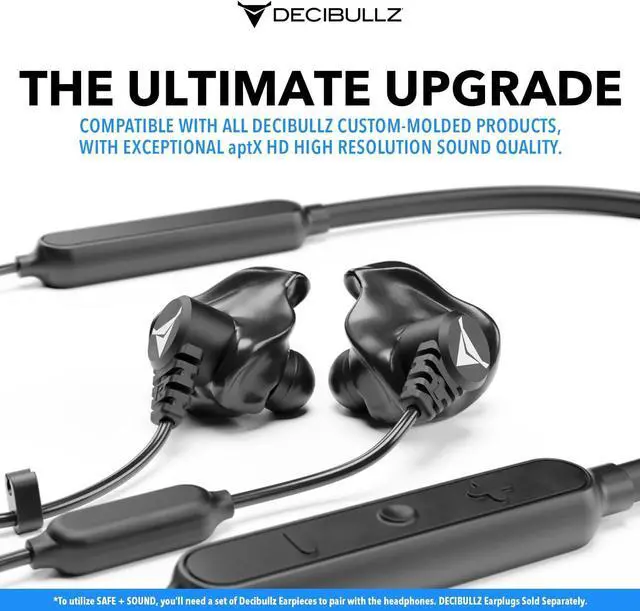 Alt view image 2 of 7 - Decibullz SAFE + SOUND Wireless Bluetooth Headphone Conversion Kit for Decibullz Custom Molded Earplugs, Comfortable Hearing Protection for Shooting, Hunting, Travel, Work, Concerts & More