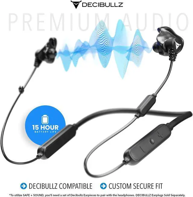 Alt view image 5 of 7 - Decibullz SAFE + SOUND Wireless Bluetooth Headphone Conversion Kit for Decibullz Custom Molded Earplugs, Comfortable Hearing Protection for Shooting, Hunting, Travel, Work, Concerts & More