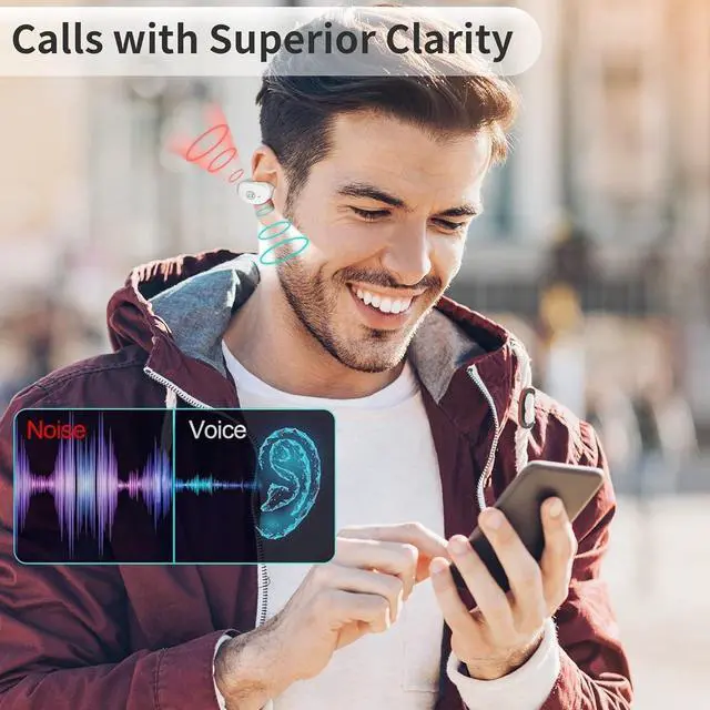 Alt view image 6 of 6 - BUGANI Bluetooth 5.3 Open Ear Wireless Headphones, Clip Earbuds with Stereo Sound, 30H Playtime, Built-in Mic for Clear Calls, Waterproof for Sport Running