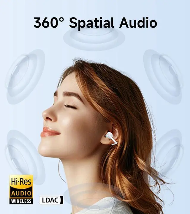 Alt view image 3 of 7 - Edifier LolliClip Open-Ear True Wireless Earbuds, Bluetooth 5.4, Hi-Res LDAC, Adaptive ANC, Health Monitoring, Spatial Audio, Interchangeable Design, Multipoint, App Control, IP56, Black