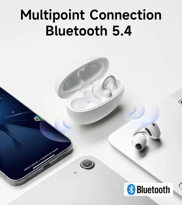 Alt view image 6 of 7 - Edifier LolliClip Open-Ear True Wireless Earbuds, Bluetooth 5.4, Hi-Res LDAC, Adaptive ANC, Health Monitoring, Spatial Audio, Interchangeable Design, Multipoint, App Control, IP56, Black
