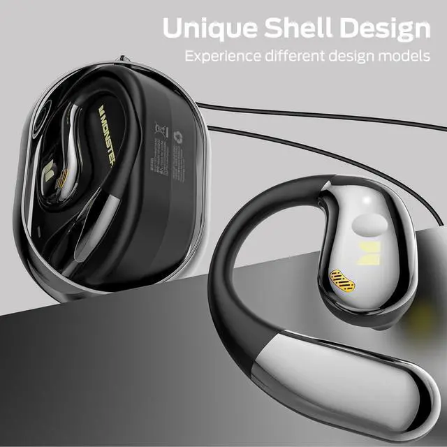 Alt view image 7 of 7 - Monster Open Ear AC360, Wireless Bluetooth Rotary Earphone, with Lanyard, Upgraded Bluetooth 6.0, Touch Control, 24h Long Battery Life, IPX5 Waterproof,Long-Lasting Wear Without Fatigue