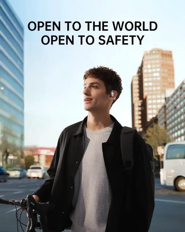 Alt view image 4 of 7 - Baseus Open-Ear Sport Headphones, Hi-Res Wireless Audio with LDAC, Rich Bass, Comfortable Silicone Cushion Design, 60H Play, AI Clear Calls, Bluetooth 5.4, IPX4, Open-Ear Sport Earbuds - Bowie MF1