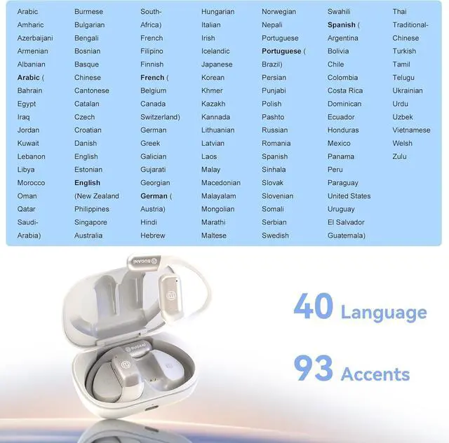 Alt view image 3 of 7 - AI Language Translation Earbuds Real Time, 3-in-1 AI Translator Earbuds,5.4 Bluetooth Headphones,40 Languages Translation with Al Semantic Tech (White)