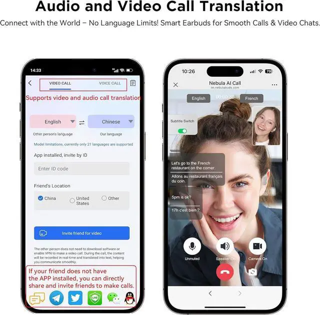 Alt view image 5 of 7 - AI Language Translation Earbuds Real Time, 3-in-1 AI Translator Earbuds,5.4 Bluetooth Headphones,40 Languages Translation with Al Semantic Tech (White)