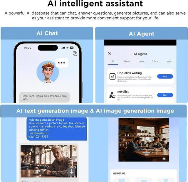 Alt view image 6 of 7 - AI Language Translation Earbuds Real Time, 3-in-1 AI Translator Earbuds,5.4 Bluetooth Headphones,40 Languages Translation with Al Semantic Tech (White)