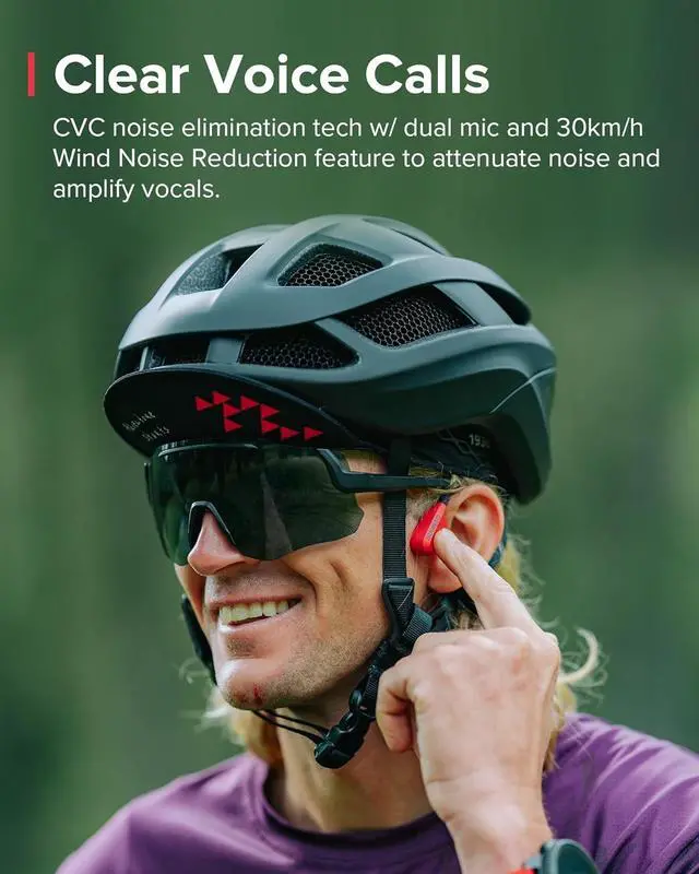 Alt view image 6 of 7 - SUUNTO Wing Open-Ear Bone Conduction Headphone, Bluetooth Wireless Sport Headphone w/Head Movement Control, Built-in HD Mic, IP67 Sweatproof, Safety Lights, Total 30H Playtime w/Charging Stand, Lime
