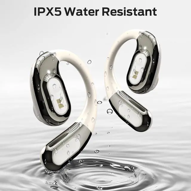 Alt view image 7 of 7 - Monster Open Ear Headphones AC330, Wireless Earbuds Bluetooth 5.4 with Clear Talk, Stylish Rotating Case with Lanyard, Type-C Charging, Comfort Fit, 24H Playback, IPX5 Water Resistant, White