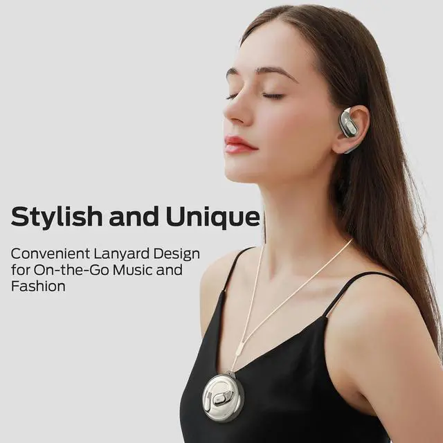 Alt view image 5 of 7 - Monster Open Ear Headphones AC330, Wireless Earbuds Bluetooth 5.4 with Clear Talk, Stylish Rotating Case with Lanyard, Type-C Charging, Comfort Fit, 24H Playback, IPX5 Water Resistant, White