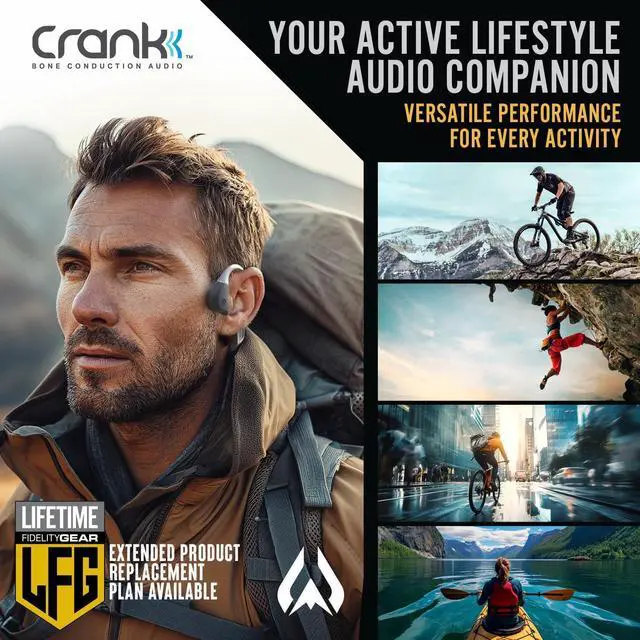 Alt view image 6 of 6 - Wildhorn Crank Bone Conduction Headphones Bluetooth 5.4, IPX7 Waterproof Open Ear Headphones w/Mic, Fast Charge, MP3 2500 Songs Storage Capacity, Premium Design, Workouts, Cycling, Running Headphones