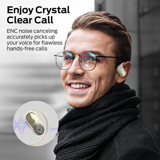 Alt view image 3 of 7 - Monster Open Ear AC312 Headphones, Bluetooth 5.4, Wireless Earbuds with ENC Noise-Cancelling Mic, Immersive Stereo Sound by 16mm Large Drivers, Clear Calls, 32H Playtime, Sport Earbuds for Gym