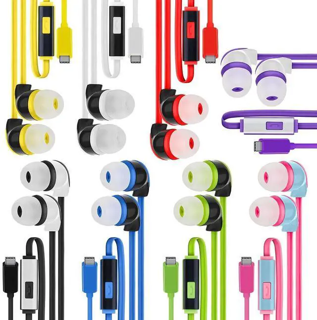 Alt view image 2 of 7 - 100 Pack Wired USB C Earbuds with Microphone, Type C In-Ear Headphones for Chromebooks, iPads with USB-C, MacBook, Android Tablets, Galaxy, Pixel, Classroom Bulk Headphones for Type C Devices