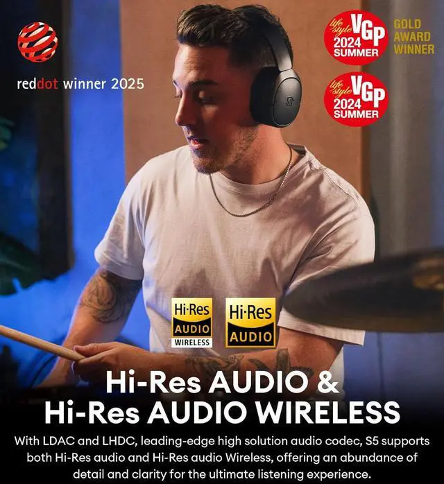 Alt view image 5 of 7 - Edifier STAX Spirit S5 Wireless Planar Magnetic Headphones, Snapdragon Sound, aptX Adaptive, Hi-Res Audio (LDAC LHDC), Bluetooth 5.4, Dual-Mic CVC Tech, 80H Playback & Fast Charging for Audiophiles