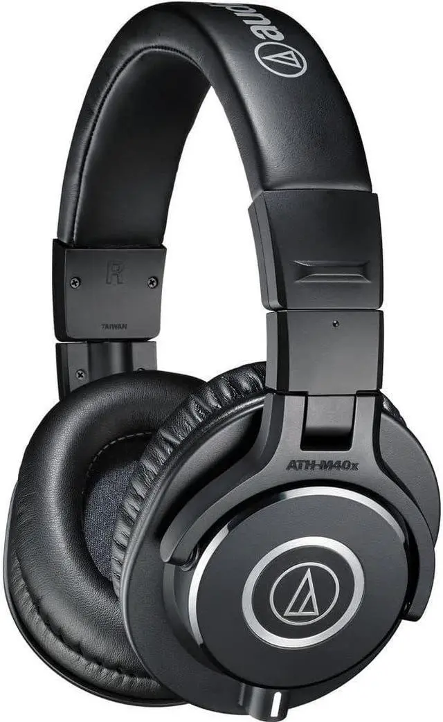 Alt view image 2 of 4 - Audio-Technica ATH-M40x Closed-Back Monitor Headphones (Black) + Microfiber Cleaning Cloth + Headphone Stand + Headphone CASE + Goby Labs Headphone Cleaner 4 fl oz