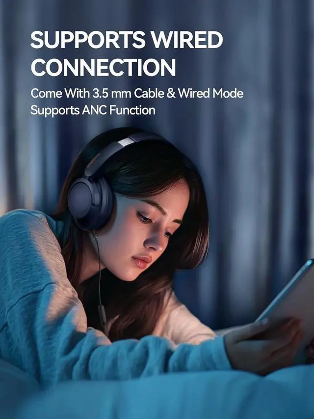 Alt view image 7 of 7 - 1MORE SonoFlow Pro HQ51 Wireless Over-Ear Headphones, Reduce Noise by Up to 45dB, Hi-Res Audio, 100H Playtime, App Control, Bluetooth 5.4, AI Clear Calls, Ultra-Light Comfort for Travel Office, Blue