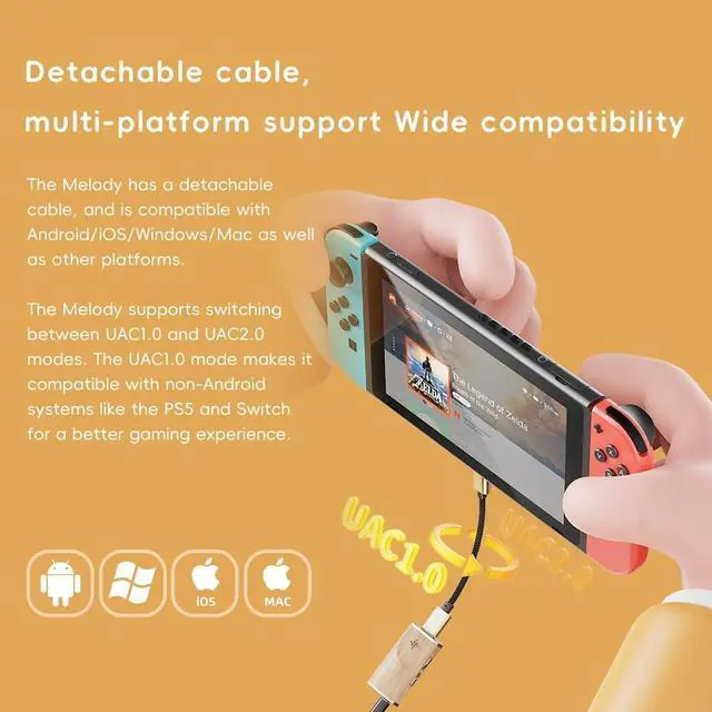 Alt view image 6 of 6 - FiiO/Snowsky Melody Headphone Amplifier Portable DAC with 4.4mm and 3.5mm Headphones Outputs Support DSD256, 10-Band PEQ for Android/iOS/Mac/Windows (Walnut)