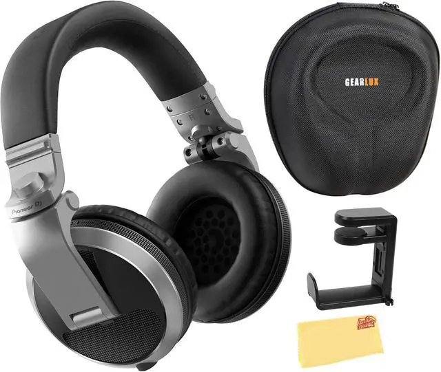 Main image of Pioneer DJ HDJ-X5 Over-Ear DJ Headphones - Silver Bundle with Case, Stand, and Austin Bazaar Polishing Cloth