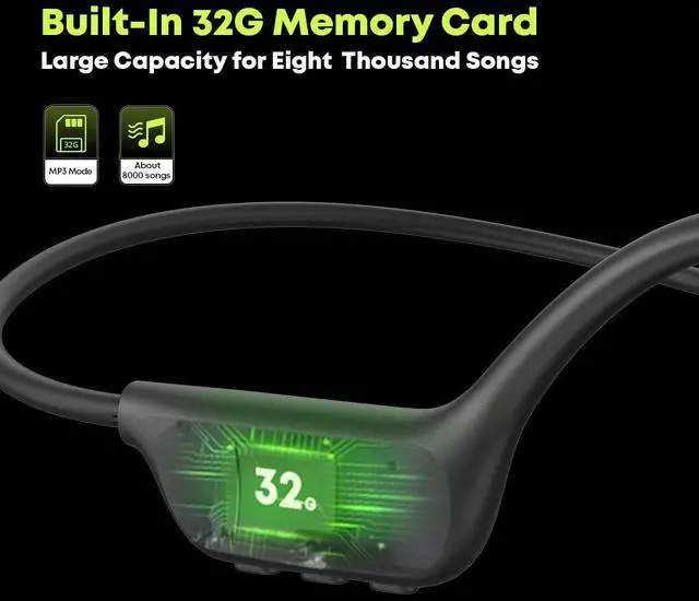Alt view image 5 of 7 - Langsdom BE17 Bone Conduction Headphones, Open-Ear, IPX8 Waterproof, 10 Hours Playtime, Bluetooth 5.4, 32GB Built-in Memory, Lightweight and Comfortable for Sports & Running