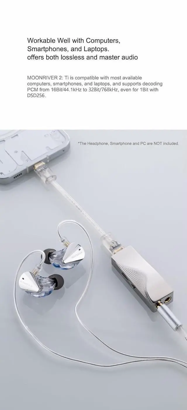 Alt view image 6 of 7 - MOONDROP Moonriver2 TI Portable DAC/AMP 3.5mm Single-Ended 4.4 Balanced DSD256 32Bit/384kHz moonriver 2 Headphone Amplifier