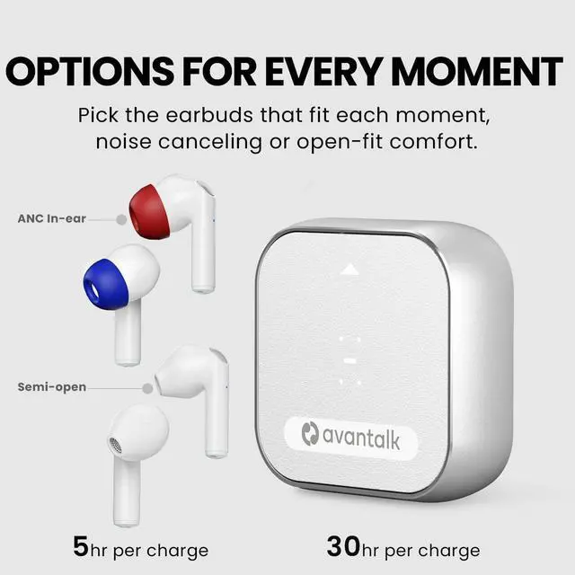 Alt view image 2 of 7 - Infinity - Auracast & LE Audio Wireless Earbuds, 2 Pairs Bluetooth 5.3 Headphones with Qualcomm aptX Adaptive, Active Noise Canceling, Semi-Open Design, App Control, 48H