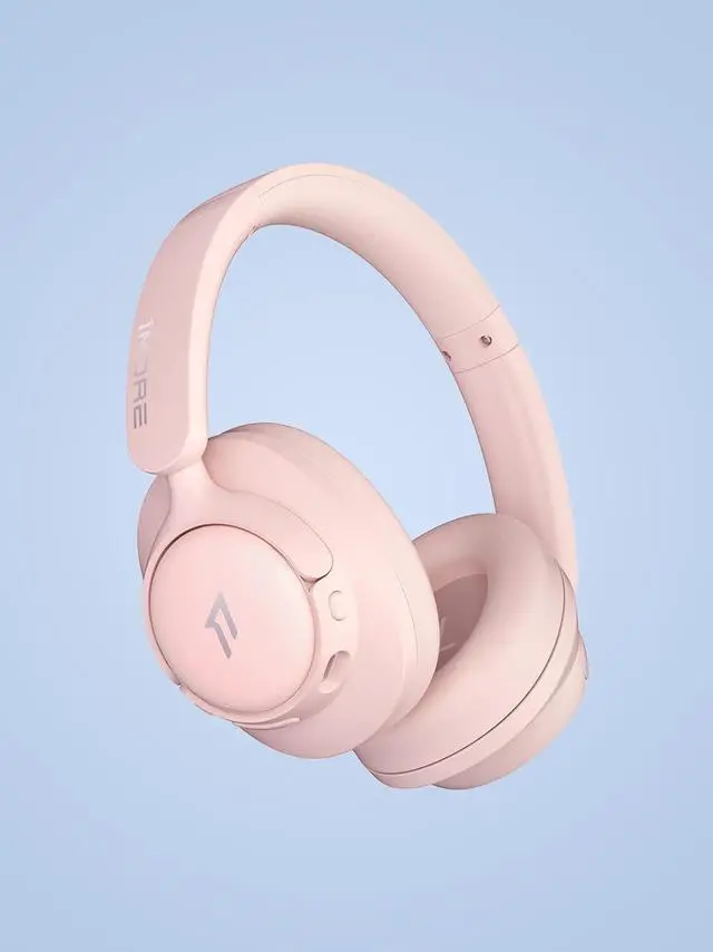 Alt view image 7 of 7 - 1MORE SonoFlow SE HQ31 Wireless Bluetooth Headphones -42dB Noise Cancelling Over-Ear Bluetooth Headset with Hi-Res Audio, 90H Playtime, LDAC, All-Day Comfort for Travel Work Gaming, Pink