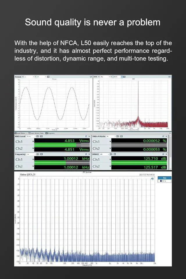 Alt view image 6 of 7 - TOPPING L50 NFCA Balanced Headphone Amplifier  145dB Dynamic Range, 0.00006% THD+N, RCA/TRS Input Pass Through, for IEMs & High-Impedance Headphones (Black)
