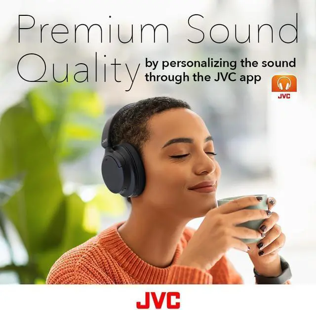 Alt view image 5 of 7 - JVC Hybrid Noise Cancelling Wireless Headphones - Best Sound Blocking, Over Ear Design - Bluetooth 5.3 - Dual Mic - 50HR Battery - Detachable Cable - Voice Assistance - Long-Wear Comfort - HAS95N