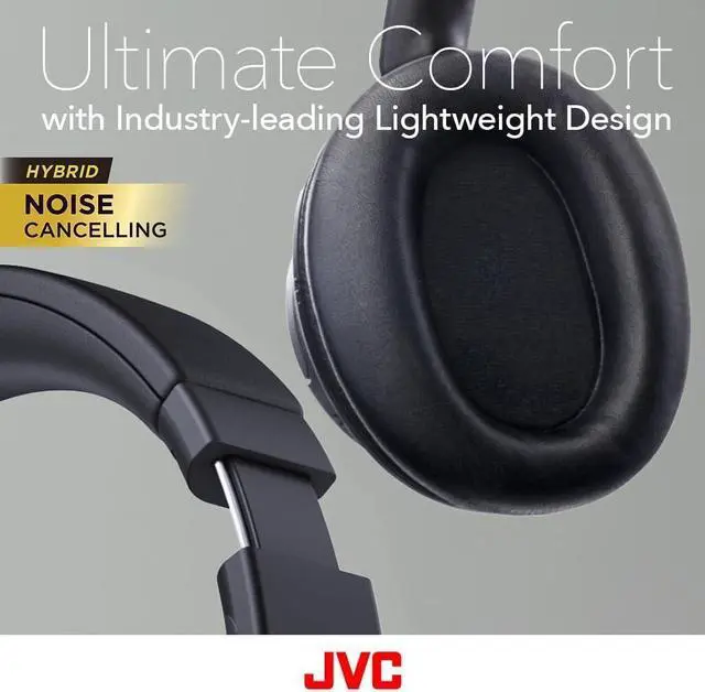 Alt view image 4 of 7 - JVC Hybrid Noise Cancelling Wireless Headphones - Best Sound Blocking, Over Ear Design - Bluetooth 5.3 - Dual Mic - 50HR Battery - Detachable Cable - Voice Assistance - Long-Wear Comfort - HAS95N