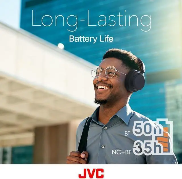 Alt view image 6 of 7 - JVC Hybrid Noise Cancelling Wireless Headphones - Best Sound Blocking, Over Ear Design - Bluetooth 5.3 - Dual Mic - 50HR Battery - Detachable Cable - Voice Assistance - Long-Wear Comfort - HAS95N