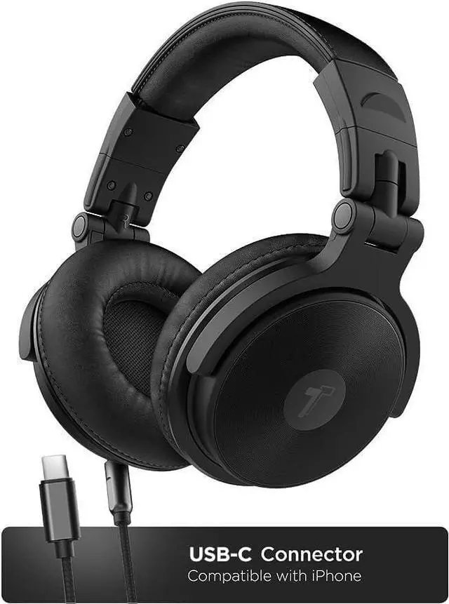 Alt view image 7 of 7 - ENCASED USB-C Over Ear Headphones Wired (V200 Pro) Closed Back Studio DJ Monitor Earphones, USB Type-C Connector with Mic, Volume Remote (50mm Neodymium Drivers)